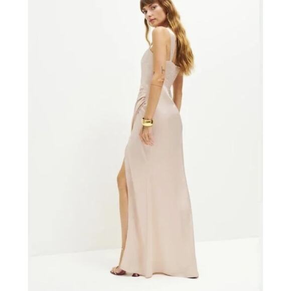 NWD Reformation Isolene Satin Maxi Dress Gown Size 8 Grand Cru #4A456 - Picture 3 of 15